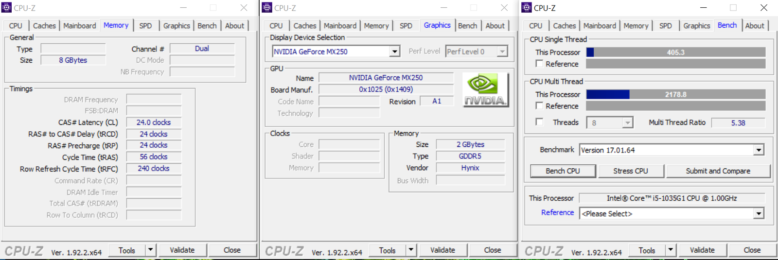 Acer Swift 5 CPUZ